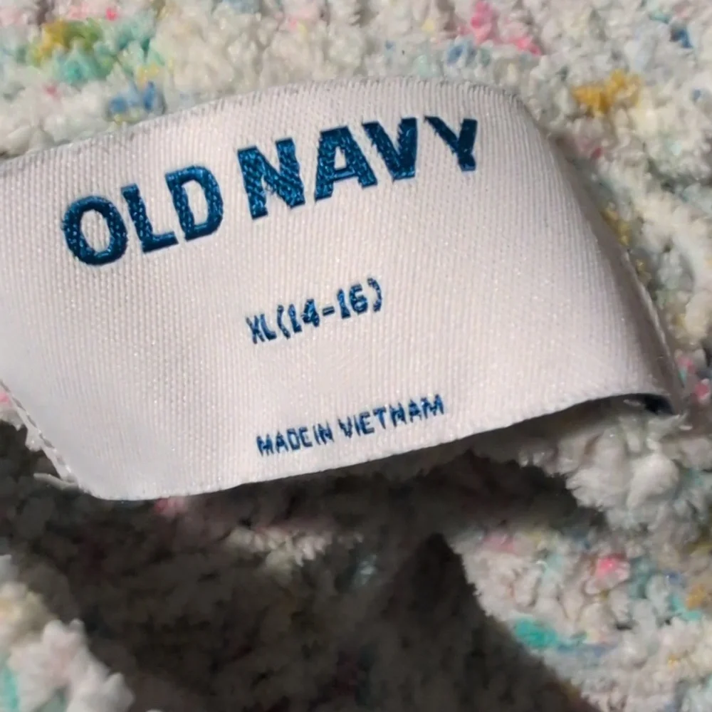 Old Navy Pastel Rainbow Speckled Velour Knit‎ Girls Sweater Size XL 14/16